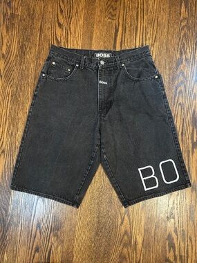 Vintage 90s Boss Embroidered Streetwear Jean Shorts